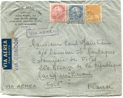 BRESIL LETTRE PAR AVION AVEC CACHET " VIA CONDOR " DEPART (MARANHAO 16 VI)-37 POUR LA FRANCE - Luchtpost