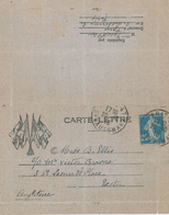 [A5] Kartenbrief Carte Lettre - Paris Nach Exeter - 20 Tage Vor Ende WK I - War Stamps