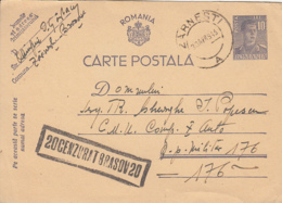 WW2, CENSORED BRASOV 20, KING MICHAEL PC STATIONERY, ENTIER POSTAL, 1943, ROMANIA - Cartas De La Segunda Guerra Mundial