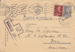 WW2, CENSORED BUCHAREST 413/B1, RAILWAY STATION INK STAMP, KING MICHAEL PC STATIONERY, ENTIER POSTAL, 1944, ROMANIA - World War 2 Letters