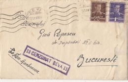 WW2, CENSORED DEVA 13, KING MICHAEL STAMPS ON COVER, 1944, ROMANIA - World War 2 Letters