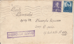 WW2, CENSORED DEVA 13, KING MICHAEL STAMPS ON COVER, 1943, ROMANIA - 2de Wereldoorlog (Brieven)