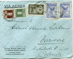 ARGENTINE LETTRE VIA AEREA DEPART BUENOS AIRES 26 SET 30 POUR LA POLOGNE - Airmail