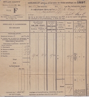 1897: Stad GENT :  ## Aanslagbiljet, Getrokken Uit Het Kohier Der Directe Belastingen Van 1897 ##  Aan ## Raphaël ... - 1800 – 1899