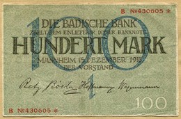 Allemagne 100 Mark  Mannheim 15 Décembre 1918 - 10000 Mark