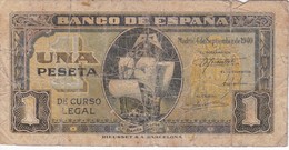 BILLETE DE ESPAÑA DE 1 PTA DEL 4/09/1940 SERIE E CARAVELA  (BANKNOTE) - 1-2 Pesetas