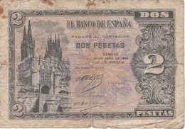 BILLETE DE 2 PTAS DE 1938 CATEDRAL DE BURGOS SERIE C  (BANKNOTE) - 1-2 Peseten