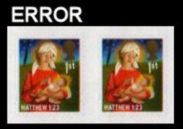 GREAT BRITAIN 2011 Christmas 1st Madonna Jesus Bible Stars PAIR ERROR:Intact Matrix GB - Variétés, Erreurs & Curiosités