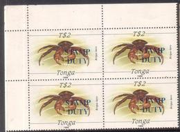 Tonga 1989  $2.00 Crab Overprinted Stamp Duty - Very Scarce - Crustaceans