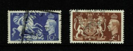 Ref 1336 - GB KGVI - 1951 Festival High Values - 10/= & £1 Used Stamps - Usados