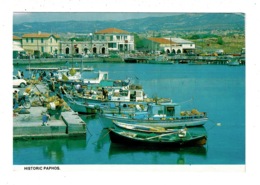 Ref 1337 - 1994 Cyprus Postcard - Historic Paphos Harbour & Fishing Boats - Cyprus