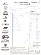 Factuur Facture - Etn Meersman - Dubois - Heestert 1966 - Automobil