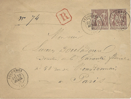 1882- Enveloppe RECC. De SELOMMES ( Loir Et Cher ) Cad T17 Affr. Paire N° 67 - 1877-1920: Semi-moderne Periode