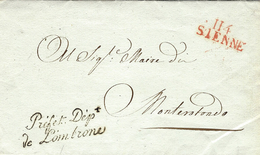 Sans Date -enveloppe De 114 / SIENNE  28 Mm Rouge +" Préfet Dép.t  / De L'Ombrone " - 1792-1815: Conquered Departments