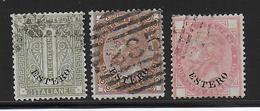 LEVANT BUREAUX ITALIENS - 1874 - YVERT N° 1+8+9 OBLITERES - COTE = 35 EUR - Emissioni Generali