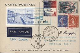 CP Journée D'aviation La Baule 23 Aout 1936 Cachet Journées Aériennes La Baule Pornichet Le Pouliguen 22 23 8 36 Avion - 1960-.... Lettres & Documents