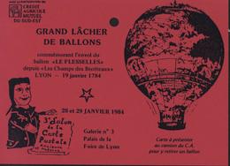 Avion Aviation Grand Lâcher De Ballons 3ème Salon De CP Commémoration Envol Le Flesselles 19 1 1784 Lyon CAD Guignol - 1960-.... Lettres & Documents
