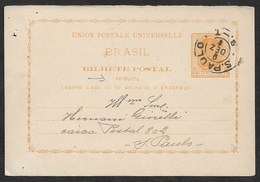 1880 BRAZIL - BRASIL -  Reply Postal Card Resposta H&G #6 1880 - USED - RARE - Lettres & Documents