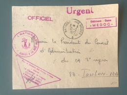 France - Enveloppe Officielle Marine - TAD BATIMENT BASE MEDOC 1972 - (B2787) - 1961-....