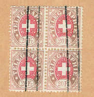 TELEGRAPHE BLOC DE 4 TIMBRES OBLITERES 1869 C/.S.B.K. Nr5. Y&TELLIER Nr:8B. MICHEL Nr:5. PAPIER BLANC . - Télégraphe