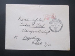 SBZ 8.1945 Roter Stempel Ra 2 Gebühr Bezahlt. Und Sonderstempel / SST Oranienbaum Nach Magdeburg Gesendet - Autres & Non Classés