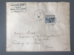 France N°165 Seul Sur Lettre De Blérancourt Pour Fontenay Sur Seine - (B2814) - 1921-1960: Période Moderne