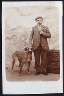 Vers 1906 - CARTE PHOTO CHIEN PITBULL AMERICAIN - AMERICAN PITBULL WITH MASTER - Around 1906 - 2 Scans - Oud (voor 1900)