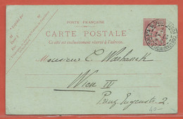 LEVANT FRANCAIS ENTIER POSTAL DE CONSTANTINOPLE DE 1912 POUR VIENNE AUTRICHE - Cartas & Documentos