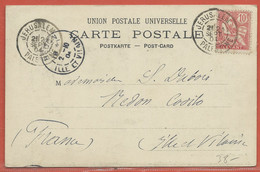 LEVANT FRANCAIS CARTE POSTALE AFFRANCHIE DE JERUSALEM DE 1901 POUR PARIS FRANCE - Storia Postale