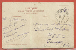 LEVANT FRANCAIS CARTE POSTALE EN FRANCHISE DE BEYROUTH DE 1922 POUR TRAMOYES FRANCE - Cartas & Documentos