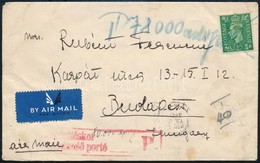 1946 (25. Díjszabás) Portós Légi Levél Londonból Budapestre, A Kézbesítéskor Beszedendő 78.000 AP Portóval - Otros & Sin Clasificación