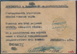 1945 Kétszer Használt Levélzárlat, Az útőrök Helyett Uttörők Elírással, Kartonra Ragasztva (ex Gerőcs Gyűjtemény) - Andere & Zonder Classificatie