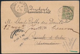 1907 Képeslap Turul 5f Bérmentesítéssel Nyomtatványként Egyiptomba Küldve Kétnyelvű érkezési Bélyegzéssel, Majd Továbbkü - Other & Unclassified