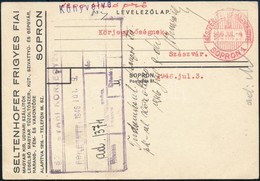 1946 (23. Díjszabás) Távolsági Levél 1.200 Billió P Bérmentesítéssel Sopronból Szászvárra, Készpénzes Bérmentesítés Piro - Sonstige & Ohne Zuordnung