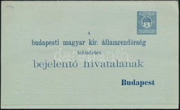 1910 Díjjegyes Rendőrségi Bejelentőlap, Használatlan, Vízjeles (12.000) - Sonstige & Ohne Zuordnung