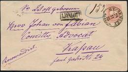 1875 5kr Díjjegyes Boríték Számos Lemezhibával, 10kr Díjkiegészítéssel Ajánlott Levélként 'MECZENZÉF ABAUJ M.' Kassau - Sonstige & Ohne Zuordnung