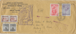 PHILIPPINES - 1950 - ENVELOPPE GF De SERVICE  RECOMMANDEE Par AVION  Avec FDC De MANILA => ROXBURY (USA) - Philippines