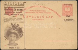 1896 5kr Díjjegyes Millenniumi Levelezőlap 'TÖRÖK A. ÉS TÁRSA' Felülnyomással, Használatlan - Other & Unclassified