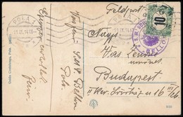 1914 Tábori Képeslap Hajópostával, 10f Portóval / Field Postcard With Postage Due 'S.M.S. BELLONA' - Sonstige & Ohne Zuordnung