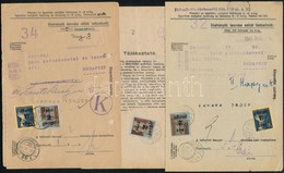 1945 (2. Díjszabás) 3 Db Távbeszélő Díjfizetési Számla Kisegítő Bélyegekkel - Other & Unclassified