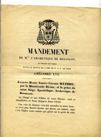 Besançon - Césaire, Archevêque De Besançon - Mandement De M.gr Qui Prescrit Des Prières - 1846 - Franche-Comté