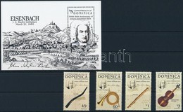 ** 1985 Johann Sebastian Bach Sor + Blokk,
Johann Sebastian Bach Set + Block
Mi 924-927 + Mi 101 - Autres & Non Classés