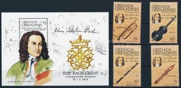 ** 1985 Johann Sebastian Bach Sor + Blokk,
Johann Sebastian Bach Set + Block
Mi 708-711 + Mi 98 - Other & Unclassified