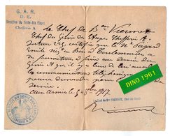 VP16.873 - MILITARIA - Aux Armées 1917 - Service Du Génie Chef VIENNOT Au Soldat Emile PAJARD De COULOMMIERS - Documents