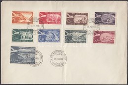 1951 Forgalmi: Repülőgépek Tájak Felett Sor Hajtott FDC-n Mi 644-652 - Other & Unclassified