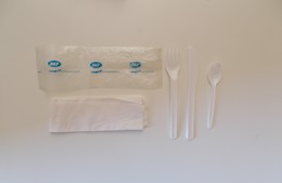 JAT Yugoslav Airlines Cutlery Plastic Fork Knife & Spoon - Cubertería