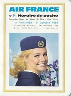 Air France Timetable April - October 1968 Nice Airport Stewardess - Horarios