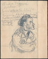 Bencze László ( 1907-1992): Pór Bertalan (a Tanár). Ceruza, Papír, Jelzett (a Hátoldalán), Hajtott,  16×10 Cm - Autres & Non Classés