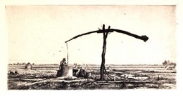 Boldizsár István (1897-1984): Gémeskút. Rézkarc, Papír,  (hátoldalán Hagyatéki Pecsét) 19,5x39 Cm - Autres & Non Classés