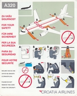Croatia Airlines Airbus A320 Safety Card - Scheda Di Sicurezza